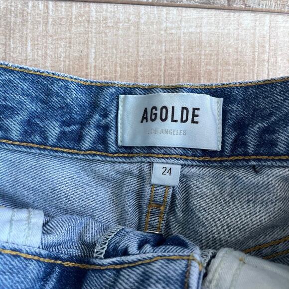 AGOLDE Parker Vintage Cut Off Shorts in Dark Swapmeet Size 24 - Picture 3 of 6